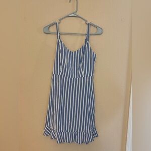 Old Navy Blue and White Striped Midi Dress